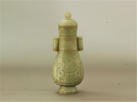 青玉饕餮纹盖瓶  清（1644-1911年）